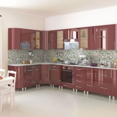Модульная кухня Танго бордо в Асбесте - asbest.mebel24.online | фото 4