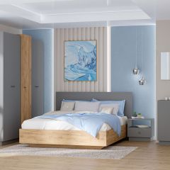 Модульная спальня Квадро (ЛДСП дуб крафт золотой) в Асбесте - asbest.mebel24.online | фото