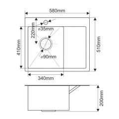 Мойка HD5851L MELANA ProfLine 3,0/200 САТИН врезная прямоугольная с коландером HD5851L в Асбесте - asbest.mebel24.online | фото 2