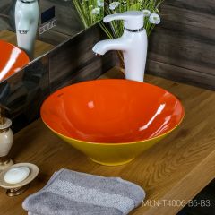 Накладная раковина melana mln-t4006-b6+b3 (желто-красная) в Асбесте - asbest.mebel24.online | фото