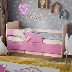 Кровать Дельфин 1,9 (Белый/Ламарти розовый) в Асбесте - asbest.mebel24.online | фото 2