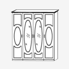 Прованс-2 Шкаф 4-х дверный с 2 зеркалами (Итальянский орех/Груша с платиной черной) в Асбесте - asbest.mebel24.online | фото