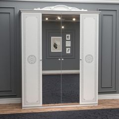 Шкаф 4-х дверный с зеркалами (12.244) Грация (белый/серебро) в Асбесте - asbest.mebel24.online | фото