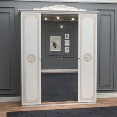 Шкаф 4-х дверный с зеркалами (12.244) Грация (белый/золото) в Асбесте - asbest.mebel24.online | фото