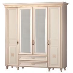 Шкаф для одежды 4-дверный с зеркалом №493 Марлен кремовый белый в Асбесте - asbest.mebel24.online | фото