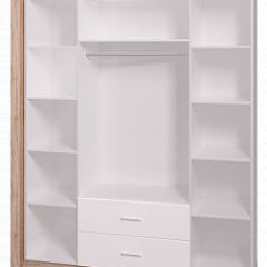 Шкаф для одежды с ящиками 4-х створчатый с зеркалом Люмен 16 в Асбесте - asbest.mebel24.online | фото 2