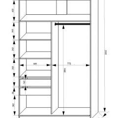 Шкаф-купе 1400 серии SOFT D1+D3+B2+PL1 (2 ящика+1штанга) профиль «Графит» в Асбесте - asbest.mebel24.online | фото 3