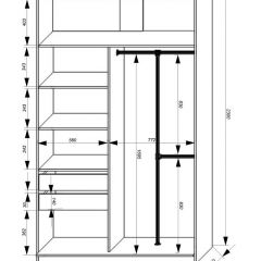 Шкаф-купе 1400 серии SOFT D8+D2+B2+PL4 (2 ящика+F обр.штанга) профиль «Графит» в Асбесте - asbest.mebel24.online | фото 3