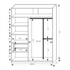 Шкаф-купе 1500 серии NEW CLASSIC K4+K4+B2+PL4 (2 ящика+F обр. штанга) профиль «Капучино» в Асбесте - asbest.mebel24.online | фото 3