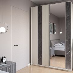 Шкаф-купе 1500 серии SILVER S4+S3Z+B2+PL1 (2 ящика+1 штанга) профиль «Серебро» в Асбесте - asbest.mebel24.online | фото