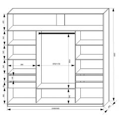 Шкаф-купе 2100 серии SOFT D2+D7+D3+B22+PL2 (по 2 ящика лев/прав+1штанга+1полка) профиль «Графит» в Асбесте - asbest.mebel24.online | фото 3