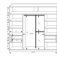 Шкаф-купе 2150 серии NEW CLASSIC K4+K4+K4+B22+PL4(по 2 ящика лев/прав+F обр.штанга) профиль «Капучино» в Асбесте - asbest.mebel24.online | фото 3