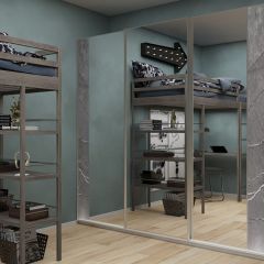 Шкаф-купе 2250 серии SILVER S3+S1+S3Z B22+PL2 (по 2 ящика лев/прав+1штанга+1 полка) профиль «Серебро» в Асбесте - asbest.mebel24.online | фото