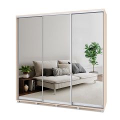 МАРТИН Шкаф-купе с зеркалами Млечный дуб (2200*450) М423 в Асбесте - asbest.mebel24.online | фото