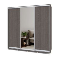 МАРТИН Шкаф-купе с зеркалом Анкор темный (2200*450) М422 в Асбесте - asbest.mebel24.online | фото