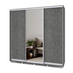 МАРТИН Шкаф-купе с зеркалом Камень темный (2200*450) М422 в Асбесте - asbest.mebel24.online | фото