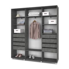 МАРТИН Шкаф-купе с зеркалом Камень темный (2200*450) М422 в Асбесте - asbest.mebel24.online | фото 4
