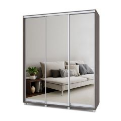 РОЛАНД Шкаф-купе с зеркалами Анкор темный (450*1800) Р483 в Асбесте - asbest.mebel24.online | фото