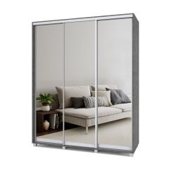 РОЛАНД Шкаф-купе с зеркалами Камень темный (450*1800) Р483 в Асбесте - asbest.mebel24.online | фото