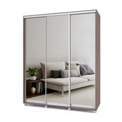 РОЛАНД Шкаф-купе с зеркалами Шимо темный (450*1800) Р483 в Асбесте - asbest.mebel24.online | фото