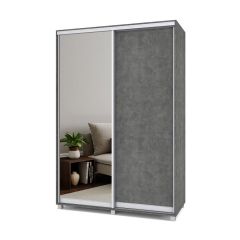 РОЛАНД Шкаф-купе зеркалом Камень темный (600*1500) Р652 в Асбесте - asbest.mebel24.online | фото