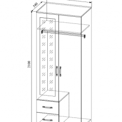 Шкаф 2-х створчатый с зеркалом Софи СШК 800.3 (дуб сонома/белый глянец) в Асбесте - asbest.mebel24.online | фото 2