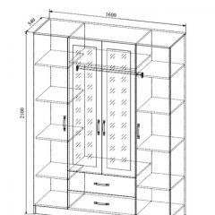 СОФИ СШК1600.1Шкаф 4-х ств с2мя зерк, 2 ящиками в Асбесте - asbest.mebel24.online | фото 2