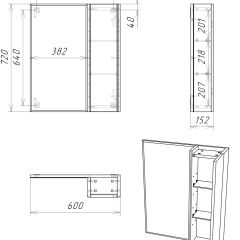 Шкаф-зеркало Uno 60 Дуб серый левый/правый Домино (DU1503HZ) в Асбесте - asbest.mebel24.online | фото 14