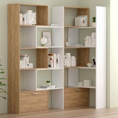 Стеллаж раздвижной (ЛДСП дуб крафт золотой/белый) в Асбесте - asbest.mebel24.online | фото 2
