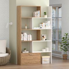 Стеллаж раздвижной (ЛДСП дуб крафт золотой/белый) в Асбесте - asbest.mebel24.online | фото 3