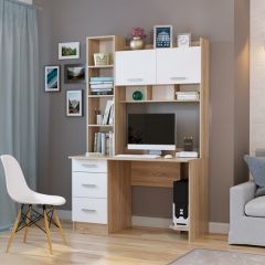 Стол компьютерный ПКС-5 Дуб сонома/Белый глянец в Асбесте - asbest.mebel24.online | фото