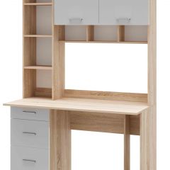 Стол компьютерный ПКС-5 Дуб сонома/Белый глянец в Асбесте - asbest.mebel24.online | фото 2