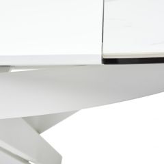 Стол TRENTO 120 HIGH GLOSS STATUARIO Белый мрамор глянцевый, керамика/ белый каркас, ®DISAUR в Асбесте - asbest.mebel24.online | фото 9