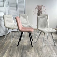 Стул ELVIS WZ2042-01 молочный фактурный велюр / белый каркас М-City в Асбесте - asbest.mebel24.online | фото 2