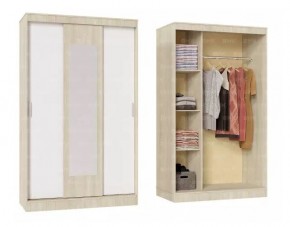 БАРИ Шкаф-купе с зеркалом (1300) Дуб Сонома/Белый в Асбесте - asbest.mebel24.online | фото