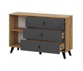 БАЙКАЛ Комод 3 ящика (со створкой) Графит/Дуб золотой в Асбесте - asbest.mebel24.online | фото 3