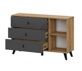 БАЙКАЛ Комод 3 ящика (со створкой) Графит/Дуб золотой в Асбесте - asbest.mebel24.online | фото 4