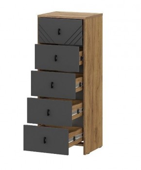 БАЙКАЛ Комод (5 ящиков) Графит/Дуб золотой в Асбесте - asbest.mebel24.online | фото 2