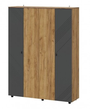 БАЙКАЛ Шкаф четырехстворчатый (Графит/Дуб золотой) в Асбесте - asbest.mebel24.online | фото 1
