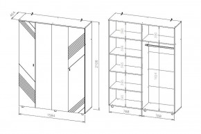 БАЙКАЛ Шкаф четырехстворчатый (Графит/Дуб золотой) в Асбесте - asbest.mebel24.online | фото 3