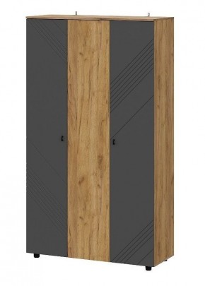 БАЙКАЛ Шкаф трехстворчатый (Графит/Дуб золотой) в Асбесте - asbest.mebel24.online | фото 1