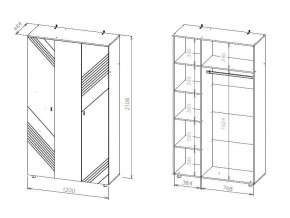 БАЙКАЛ Шкаф трехстворчатый (Графит/Дуб золотой) в Асбесте - asbest.mebel24.online | фото 3