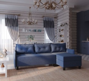 Диван-кровать угловой Киркас синий, ткань рогожка в Асбесте - asbest.mebel24.online | фото 2