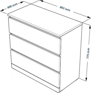 Комод Варма 3 с тремя выдвижными ящиками, цвет белый в Асбесте - asbest.mebel24.online | фото 4