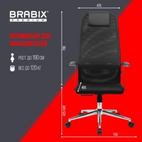 Кресло BRABIX PREMIUM "Ultimate EX-801" хром, плотная двойная сетка Х2, черное, 532917 в Асбесте - asbest.mebel24.online | фото 7