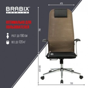 Кресло BRABIX PREMIUM "Ultimate EX-801" хром, плотная двойная сетка Х2, черное/коричневое, 532920 в Асбесте - asbest.mebel24.online | фото 6