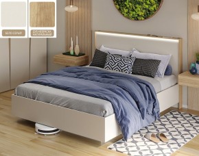 Кровать (Бело-серый U775 ST9/Дуб Небраска натуральный) 1600 в Асбесте - asbest.mebel24.online | фото
