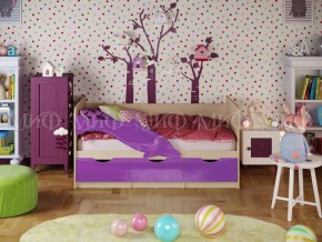Кровать Дельфин-1 800*1600 (Фиолетовый металлик/дуб крафт белый) в Асбесте - asbest.mebel24.online | фото