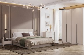 Кровать двойная №4 с основанием (Бежевый) в Асбесте - asbest.mebel24.online | фото 3