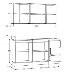 Кухня Хилтон 1.6 м (Белый текстурный/Дуб Вотан) в Асбесте - asbest.mebel24.online | фото 3